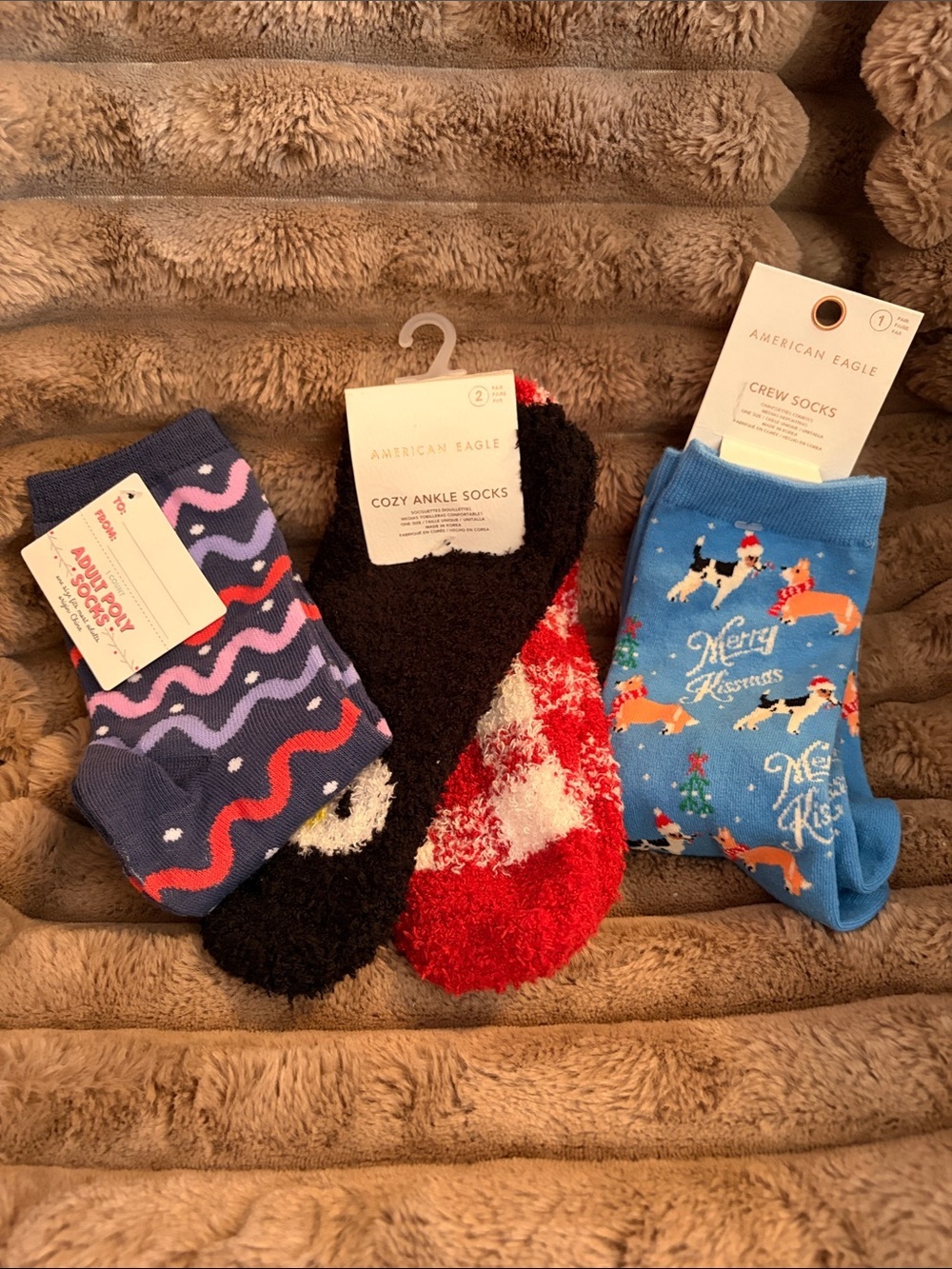 American Eagle Outfitters Cozy Ankle & Crew Socks - Blue, Red, Black